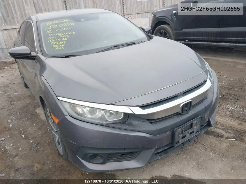 HONDA CIVIC 2016, VIN 2HGFC2F65GH002665