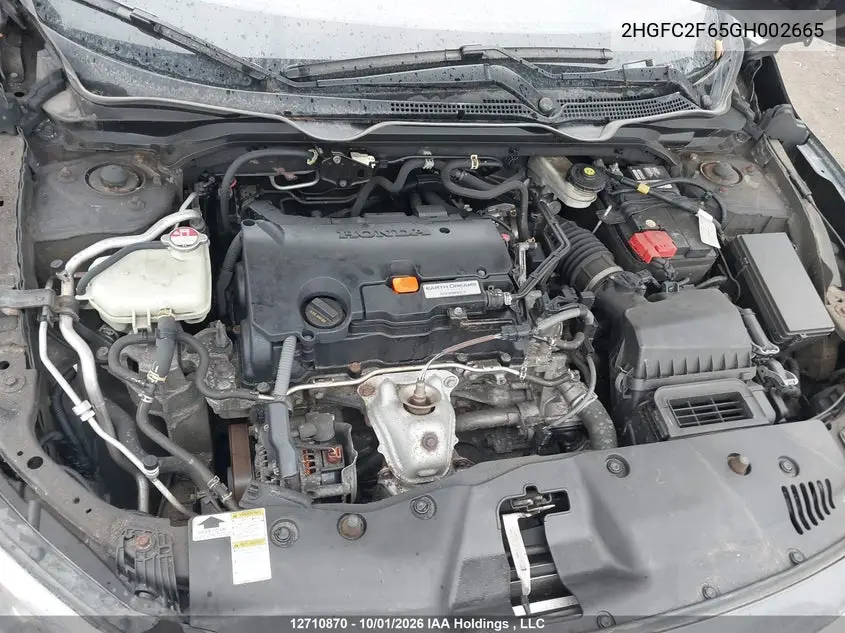 2016 HONDA CIVIC VIN 2HGFC2F65GH002665 — фото 10