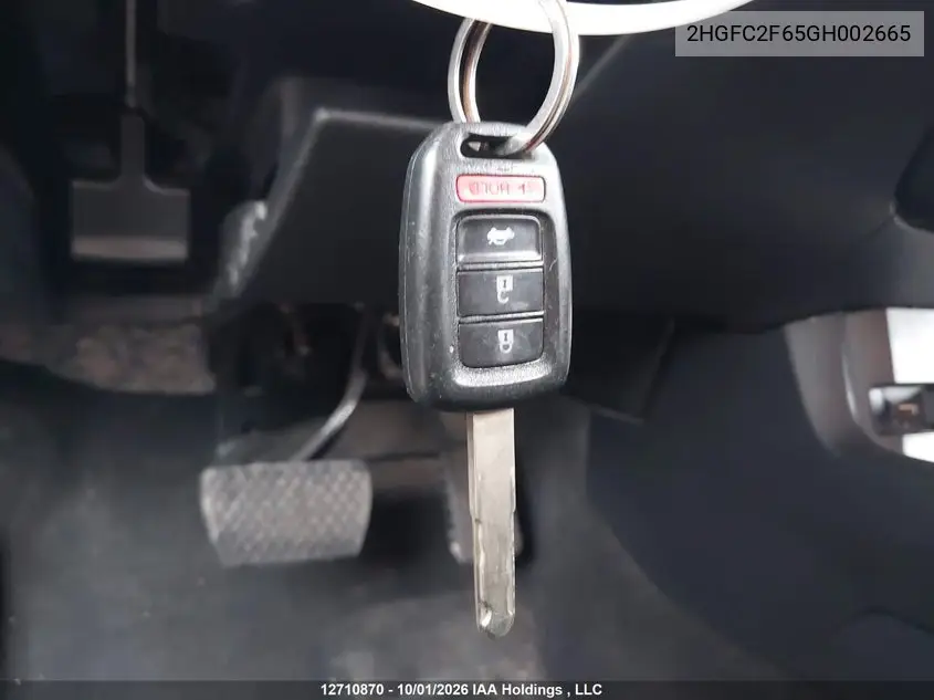 2016 HONDA CIVIC VIN 2HGFC2F65GH002665 — фото 11