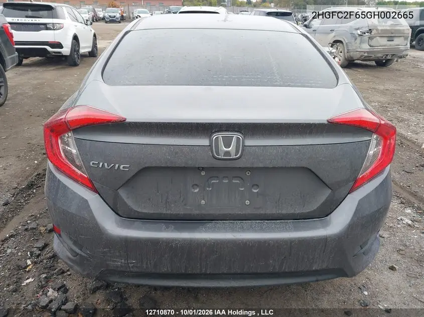 2016 HONDA CIVIC VIN 2HGFC2F65GH002665 — фото 16