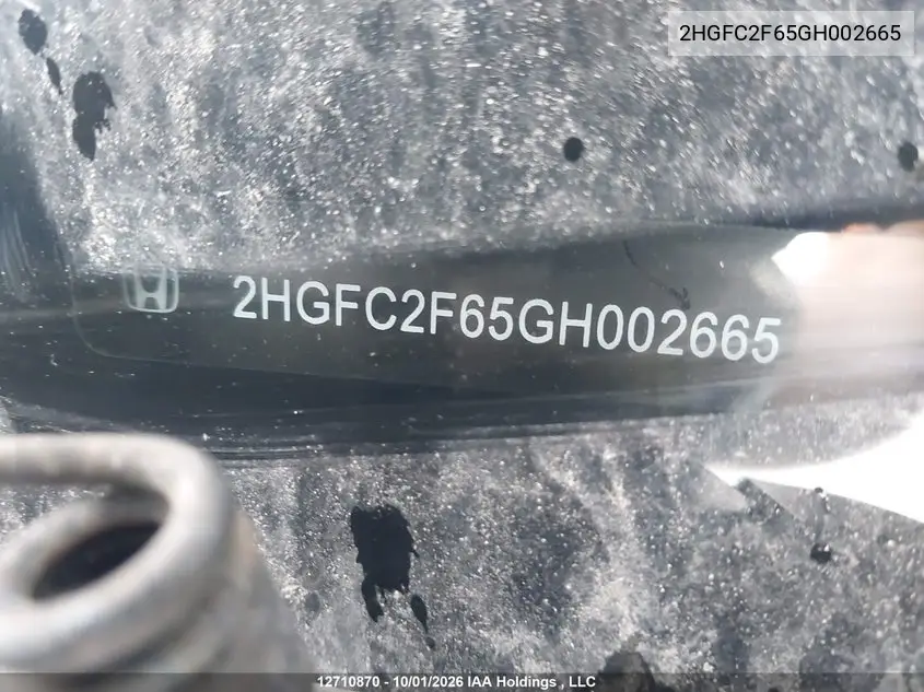 2016 HONDA CIVIC VIN 2HGFC2F65GH002665 — фото 17