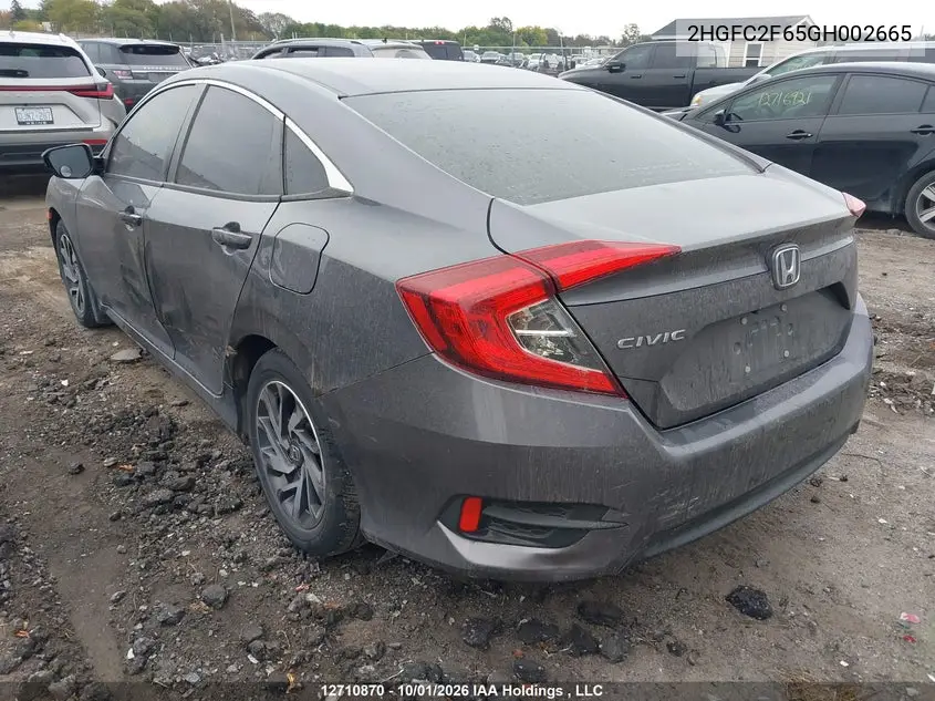 2016 HONDA CIVIC VIN 2HGFC2F65GH002665 — фото 3