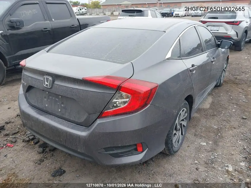 2016 HONDA CIVIC VIN 2HGFC2F65GH002665 — фото 4