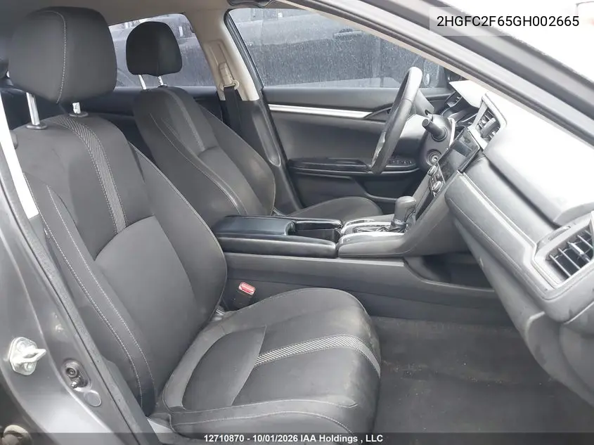 2016 HONDA CIVIC VIN 2HGFC2F65GH002665 — фото 5