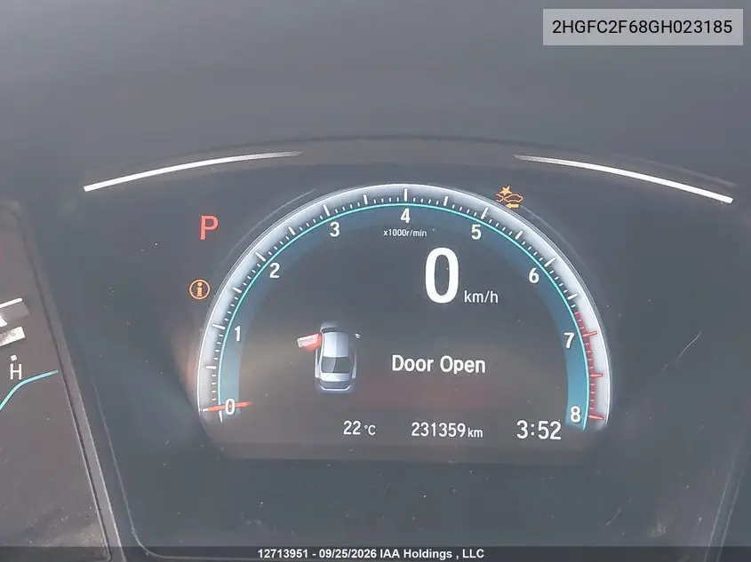 2016 HONDA CIVIC VIN 2HGFC2F68GH023185 — фото 16