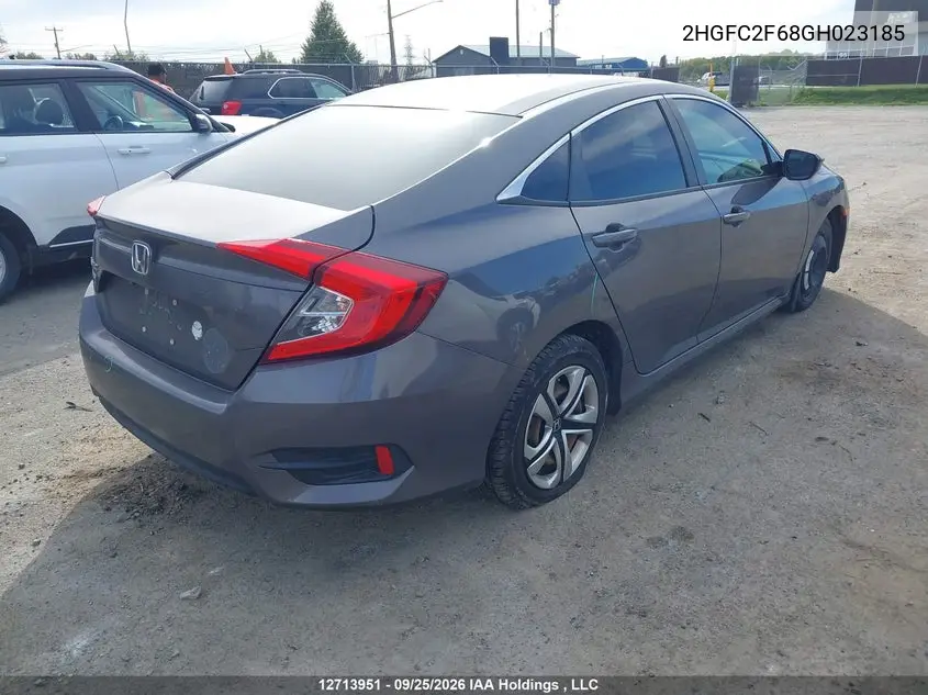 2016 HONDA CIVIC VIN 2HGFC2F68GH023185 — фото 4