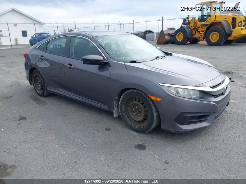 HONDA CIVIC 2016, VIN 2HGFC2F71GH002252