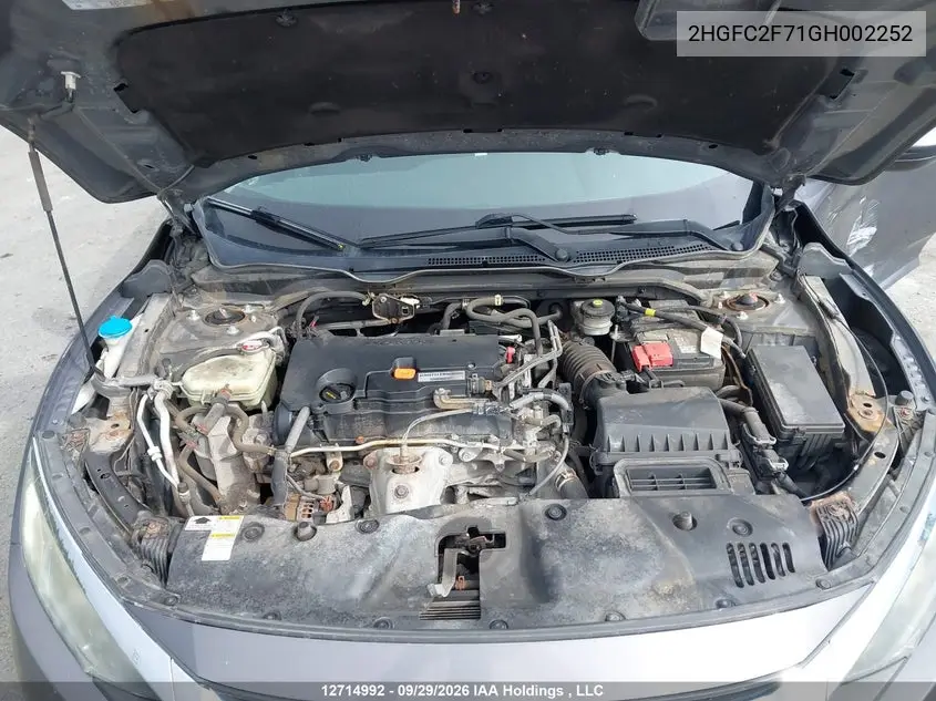 2016 HONDA CIVIC VIN 2HGFC2F71GH002252 — фото 10