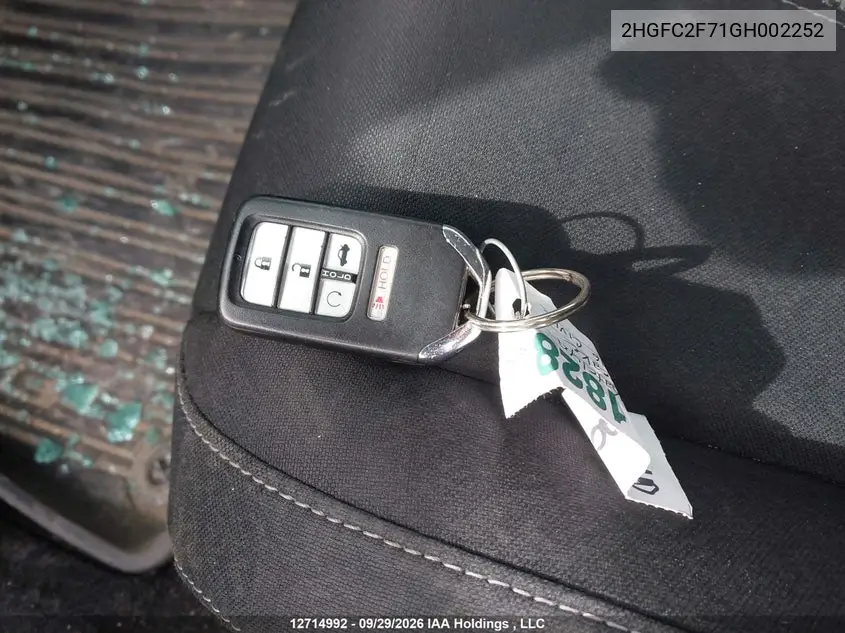 2016 HONDA CIVIC VIN 2HGFC2F71GH002252 — фото 11