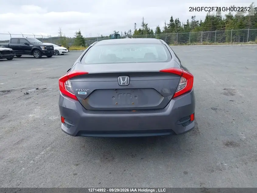 2016 HONDA CIVIC VIN 2HGFC2F71GH002252 — фото 16