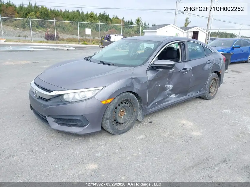 2016 HONDA CIVIC VIN 2HGFC2F71GH002252 — фото 2