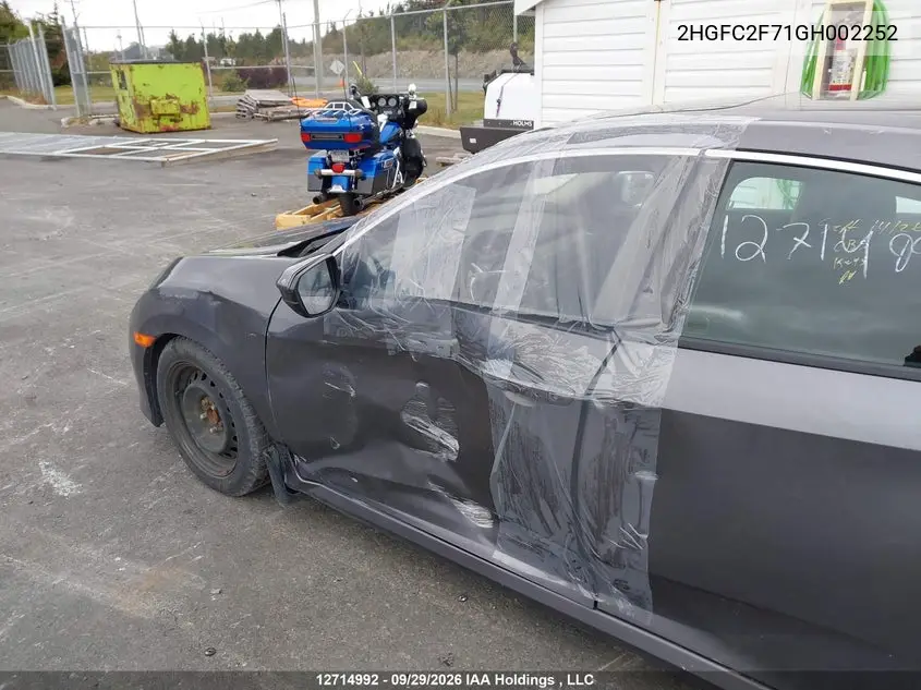 2016 HONDA CIVIC VIN 2HGFC2F71GH002252 — фото 22