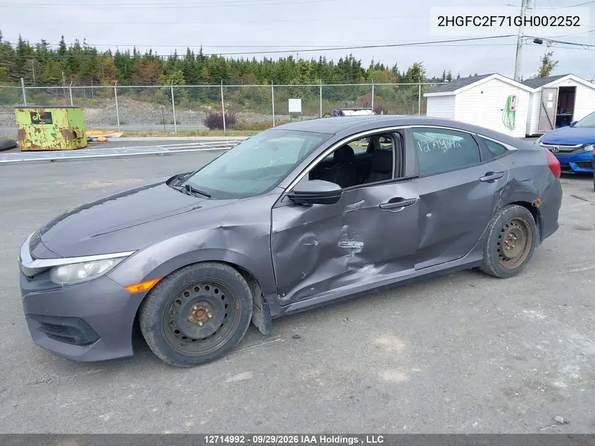 2016 HONDA CIVIC VIN 2HGFC2F71GH002252 — фото 6
