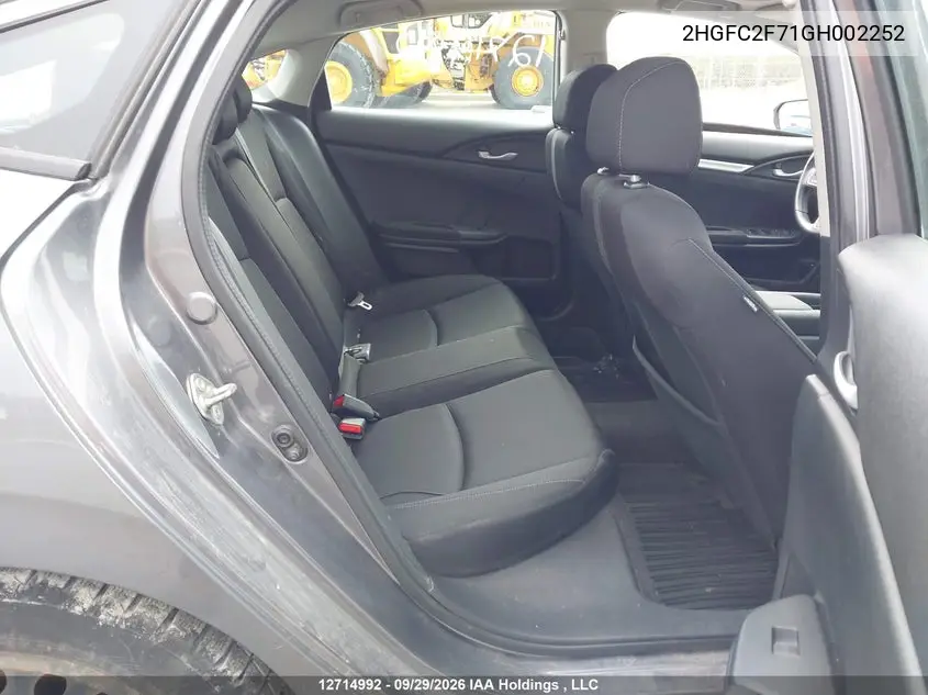 2016 HONDA CIVIC VIN 2HGFC2F71GH002252 — фото 8