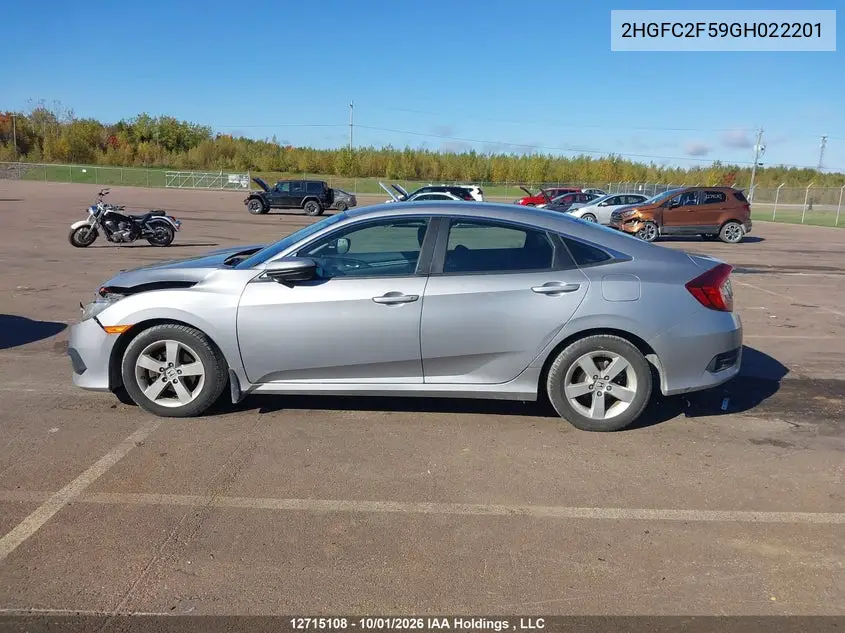 2016 HONDA CIVIC VIN 2HGFC2F59GH022201 — фото 14