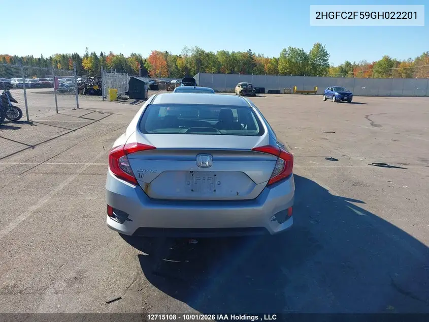 2016 HONDA CIVIC VIN 2HGFC2F59GH022201 — фото 16