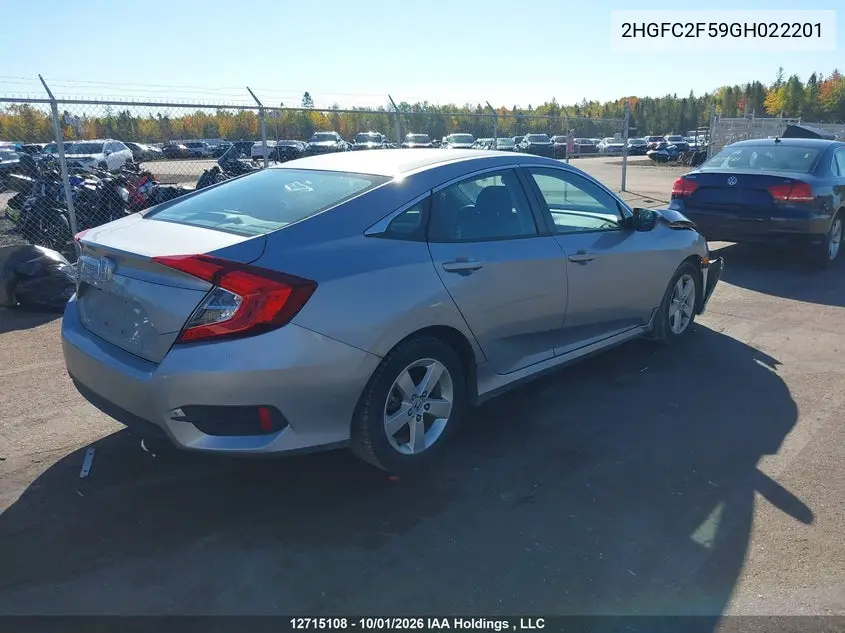 2016 HONDA CIVIC VIN 2HGFC2F59GH022201 — фото 4