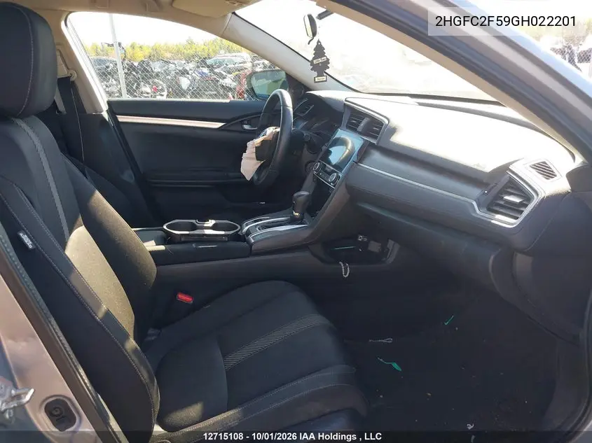 2016 HONDA CIVIC VIN 2HGFC2F59GH022201 — фото 5