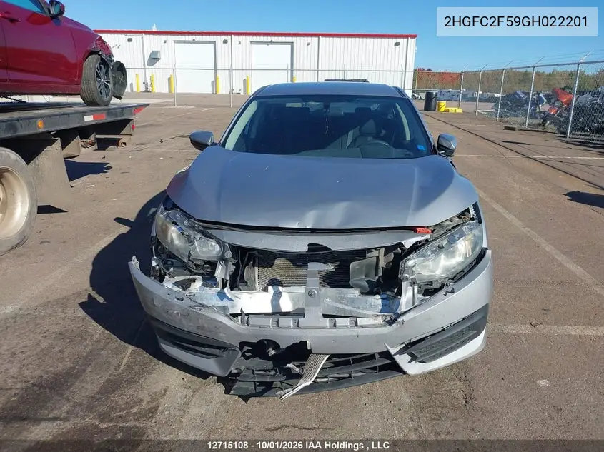 2016 HONDA CIVIC VIN 2HGFC2F59GH022201 — фото 6