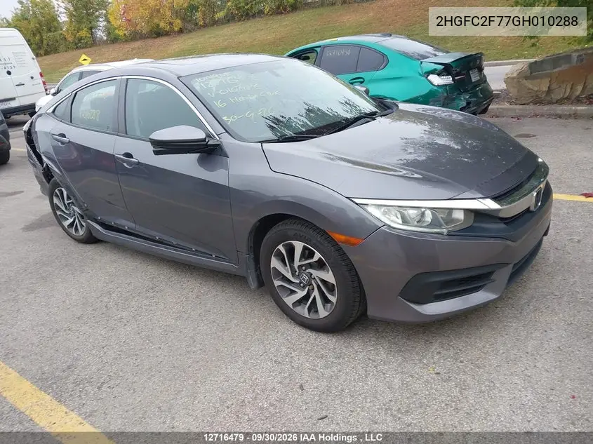 HONDA CIVIC 2016, VIN 2HGFC2F77GH010288