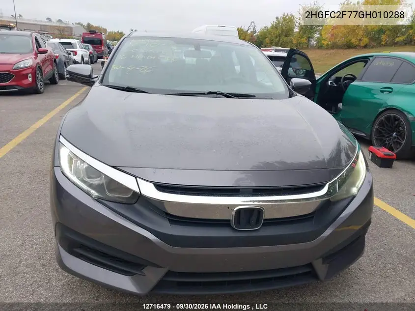 2016 HONDA CIVIC VIN 2HGFC2F77GH010288 — фото 12