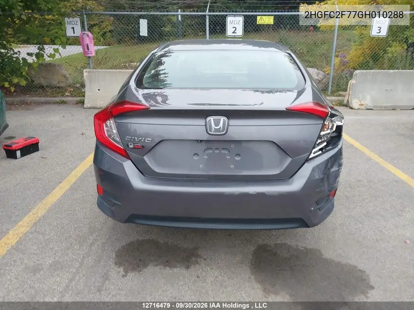2016 HONDA CIVIC VIN 2HGFC2F77GH010288 — фото 16