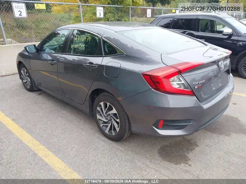 2016 HONDA CIVIC VIN 2HGFC2F77GH010288 — фото 3