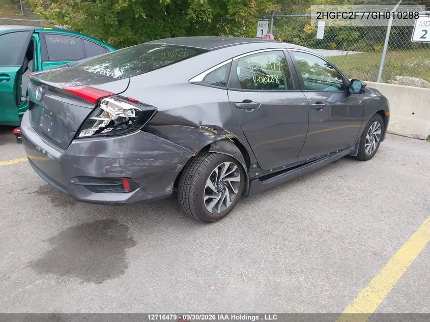 2016 HONDA CIVIC VIN 2HGFC2F77GH010288 — фото 4