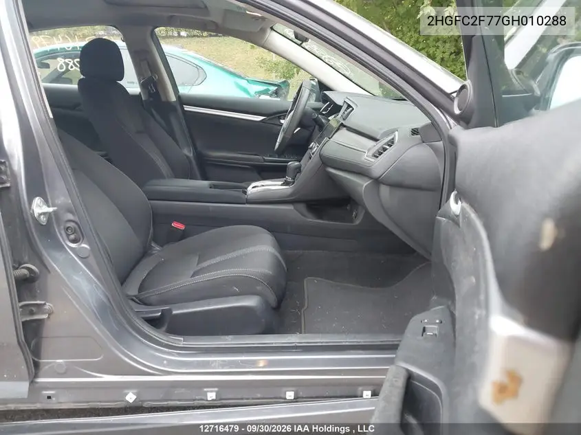 2016 HONDA CIVIC VIN 2HGFC2F77GH010288 — фото 5