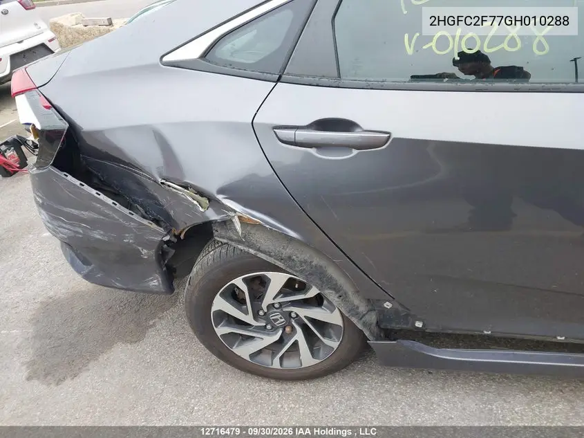 2016 HONDA CIVIC VIN 2HGFC2F77GH010288 — фото 6