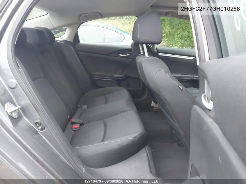 2016 HONDA CIVIC VIN 2HGFC2F77GH010288 — фото 8