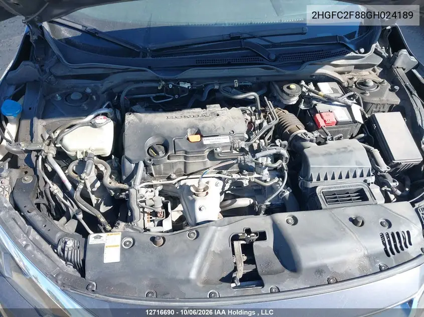 2016 HONDA CIVIC VIN 2HGFC2F88GH024189 — фото 10