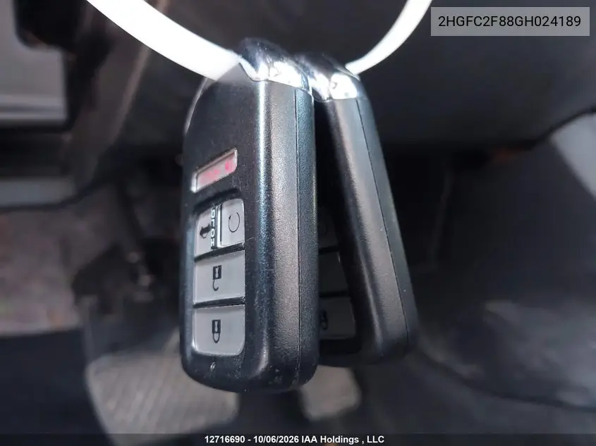2016 HONDA CIVIC VIN 2HGFC2F88GH024189 — фото 11