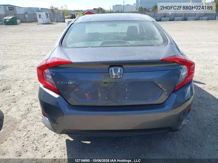 2016 HONDA CIVIC VIN 2HGFC2F88GH024189 — фото 16