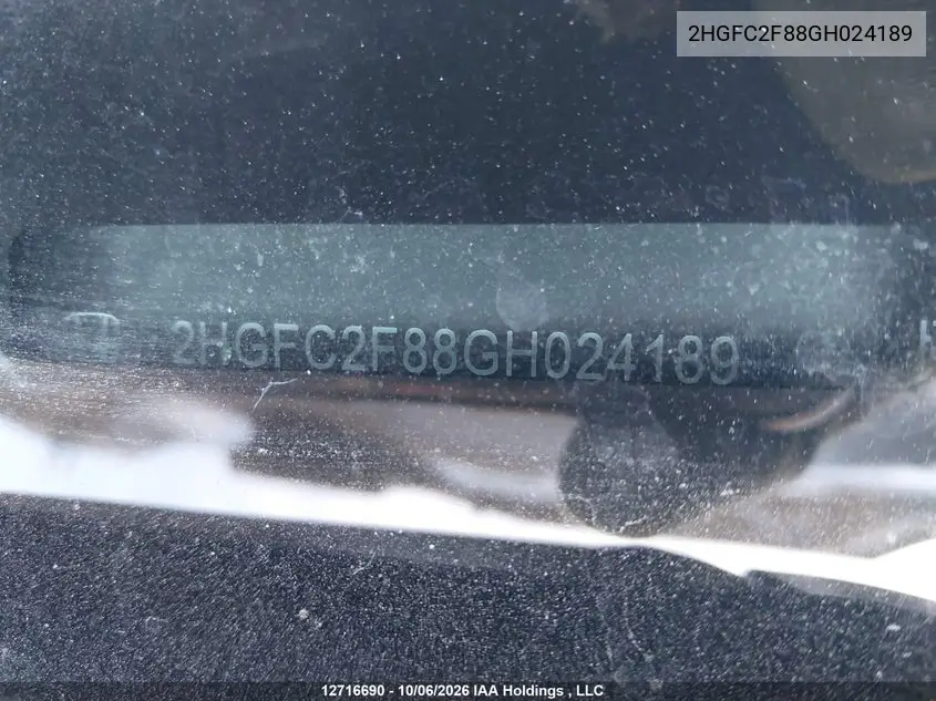 2016 HONDA CIVIC VIN 2HGFC2F88GH024189 — фото 17
