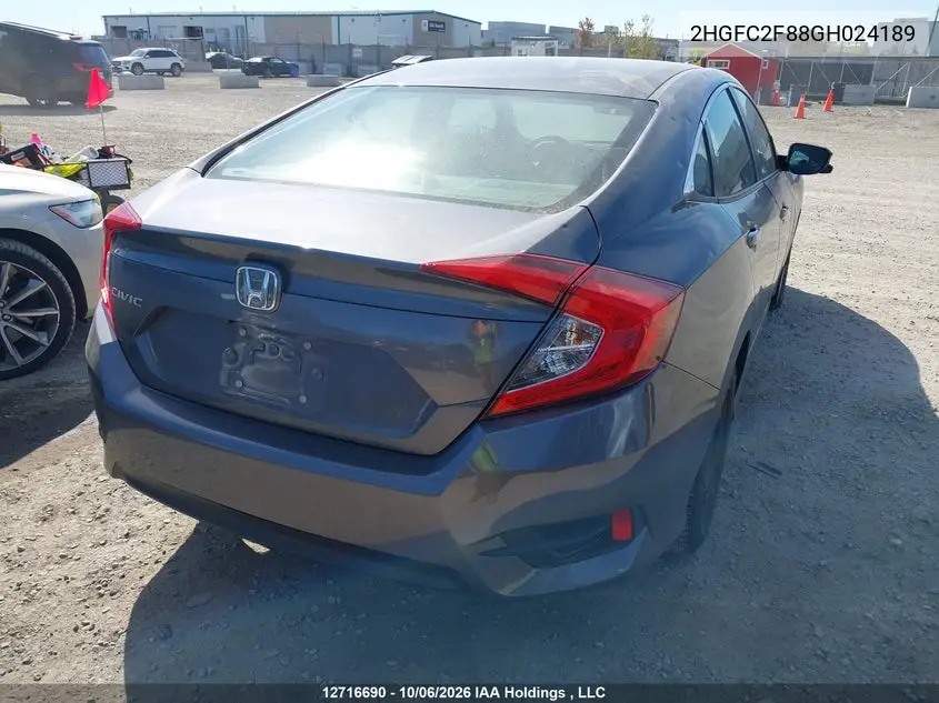 2016 HONDA CIVIC VIN 2HGFC2F88GH024189 — фото 4