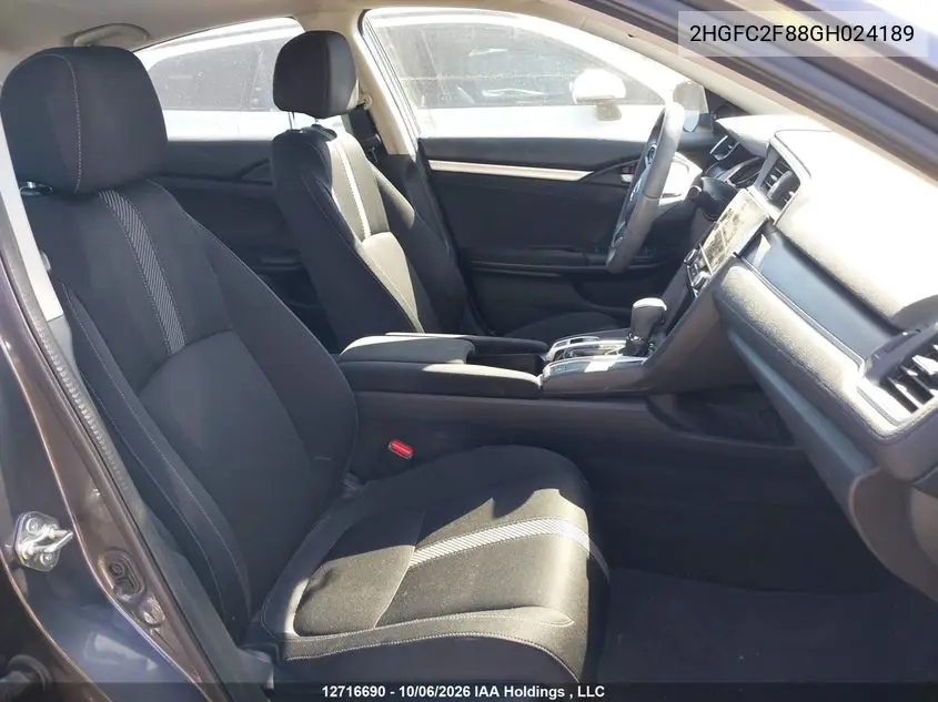 2016 HONDA CIVIC VIN 2HGFC2F88GH024189 — фото 5