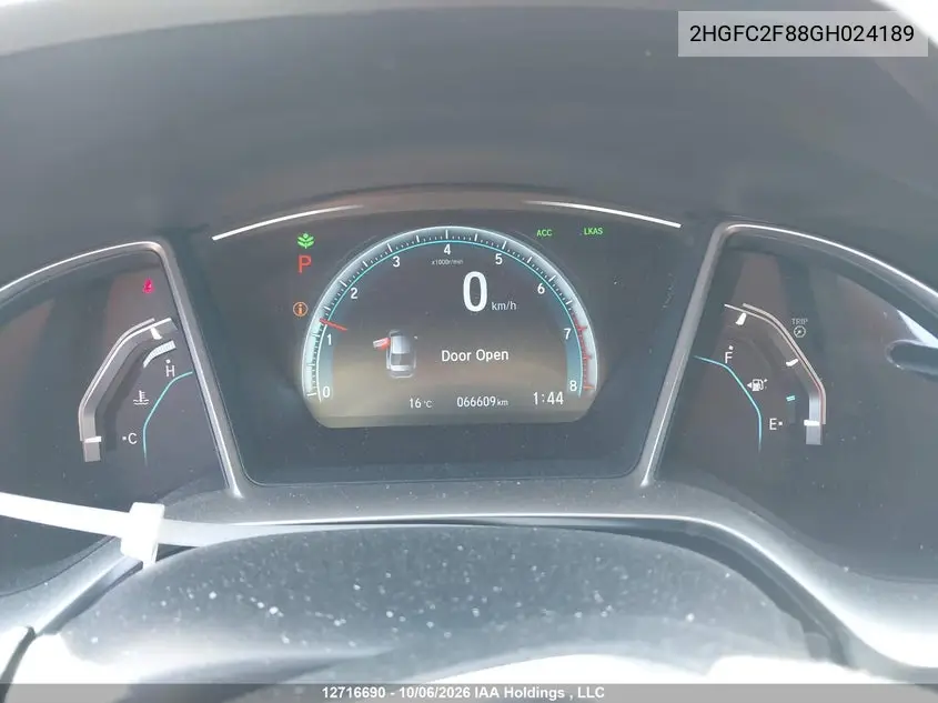 2016 HONDA CIVIC VIN 2HGFC2F88GH024189 — фото 7