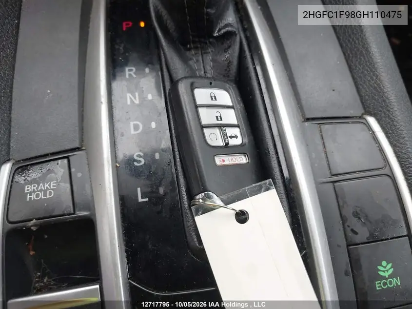 2016 HONDA CIVIC VIN 2HGFC1F98GH110475 — фото 11