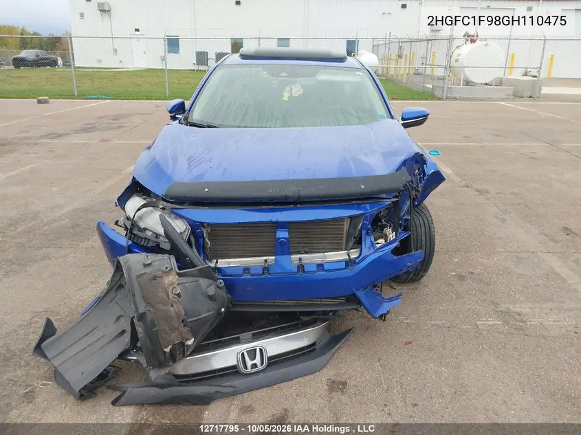 2016 HONDA CIVIC VIN 2HGFC1F98GH110475 — фото 13