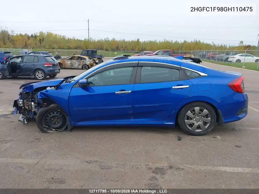 2016 HONDA CIVIC VIN 2HGFC1F98GH110475 — фото 15