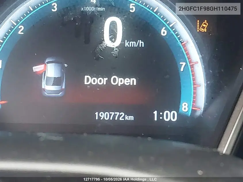 2016 HONDA CIVIC VIN 2HGFC1F98GH110475 — фото 16