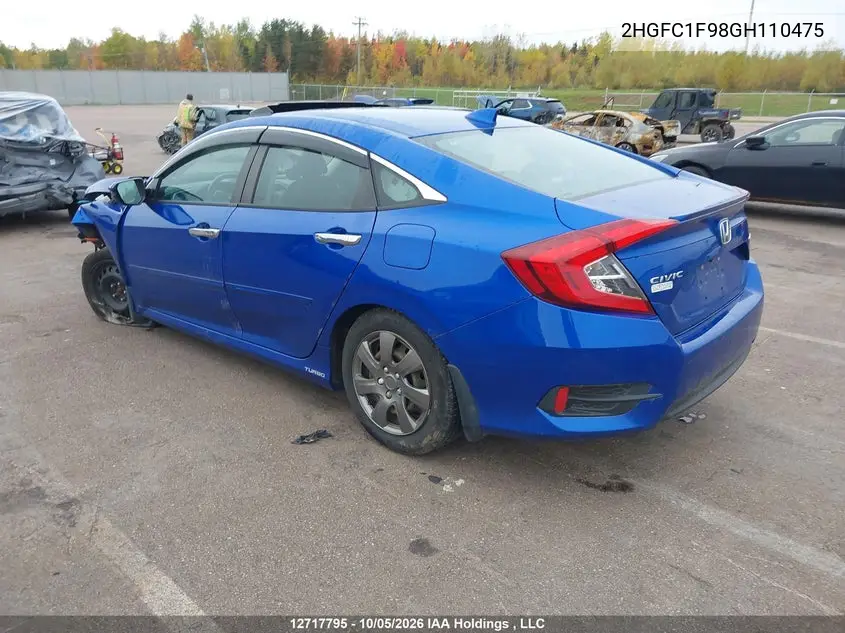 2016 HONDA CIVIC VIN 2HGFC1F98GH110475 — фото 3