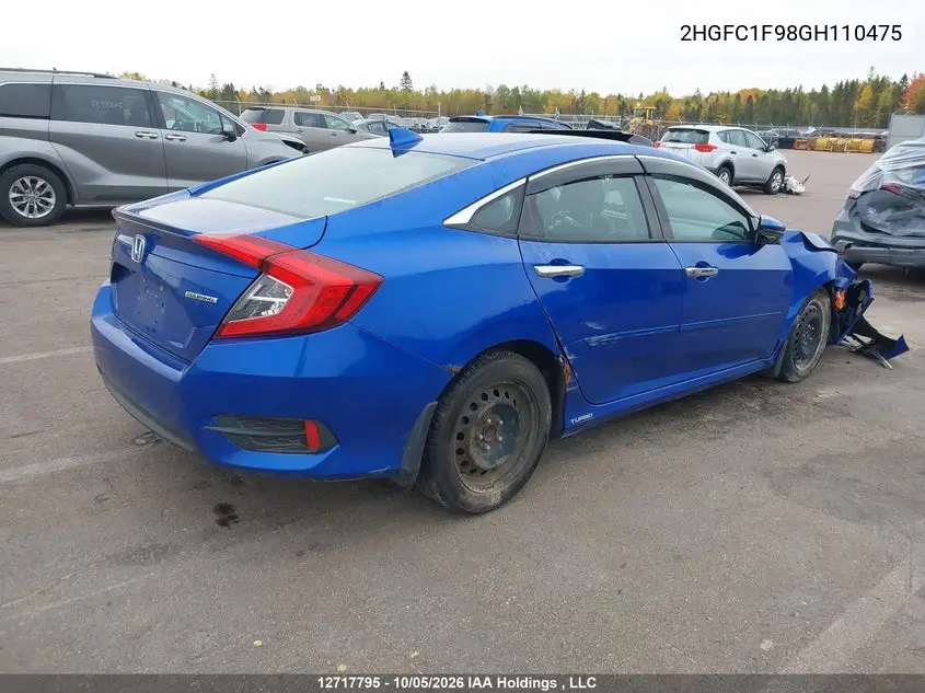 2016 HONDA CIVIC VIN 2HGFC1F98GH110475 — фото 4