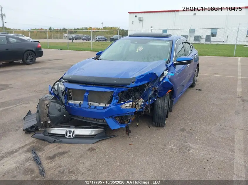 2016 HONDA CIVIC VIN 2HGFC1F98GH110475 — фото 6
