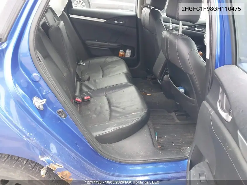 2016 HONDA CIVIC VIN 2HGFC1F98GH110475 — фото 8