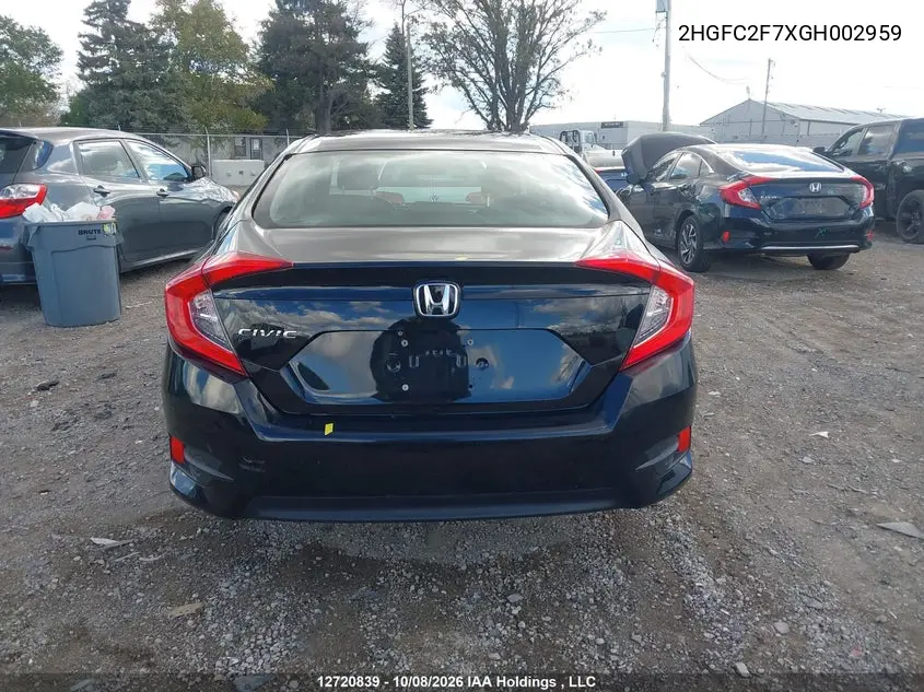 2016 HONDA CIVIC VIN 2HGFC2F7XGH002959 — фото 17