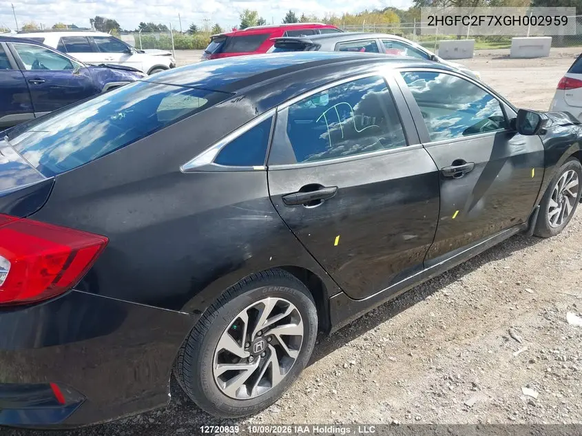 2016 HONDA CIVIC VIN 2HGFC2F7XGH002959 — фото 22
