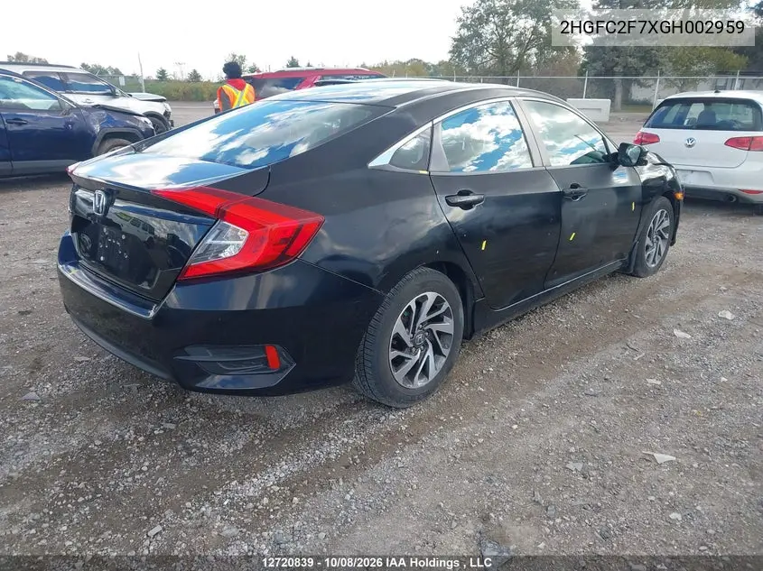 2016 HONDA CIVIC VIN 2HGFC2F7XGH002959 — фото 4