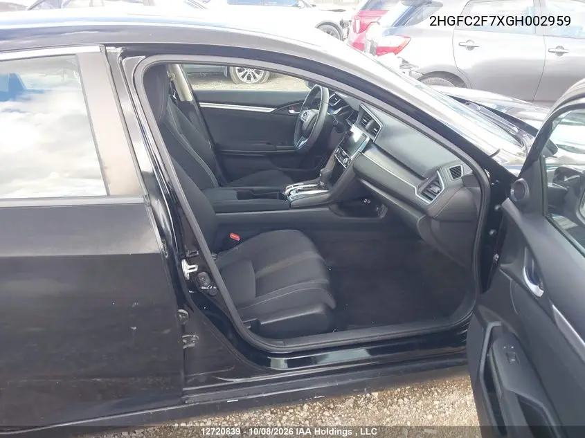2016 HONDA CIVIC VIN 2HGFC2F7XGH002959 — фото 5